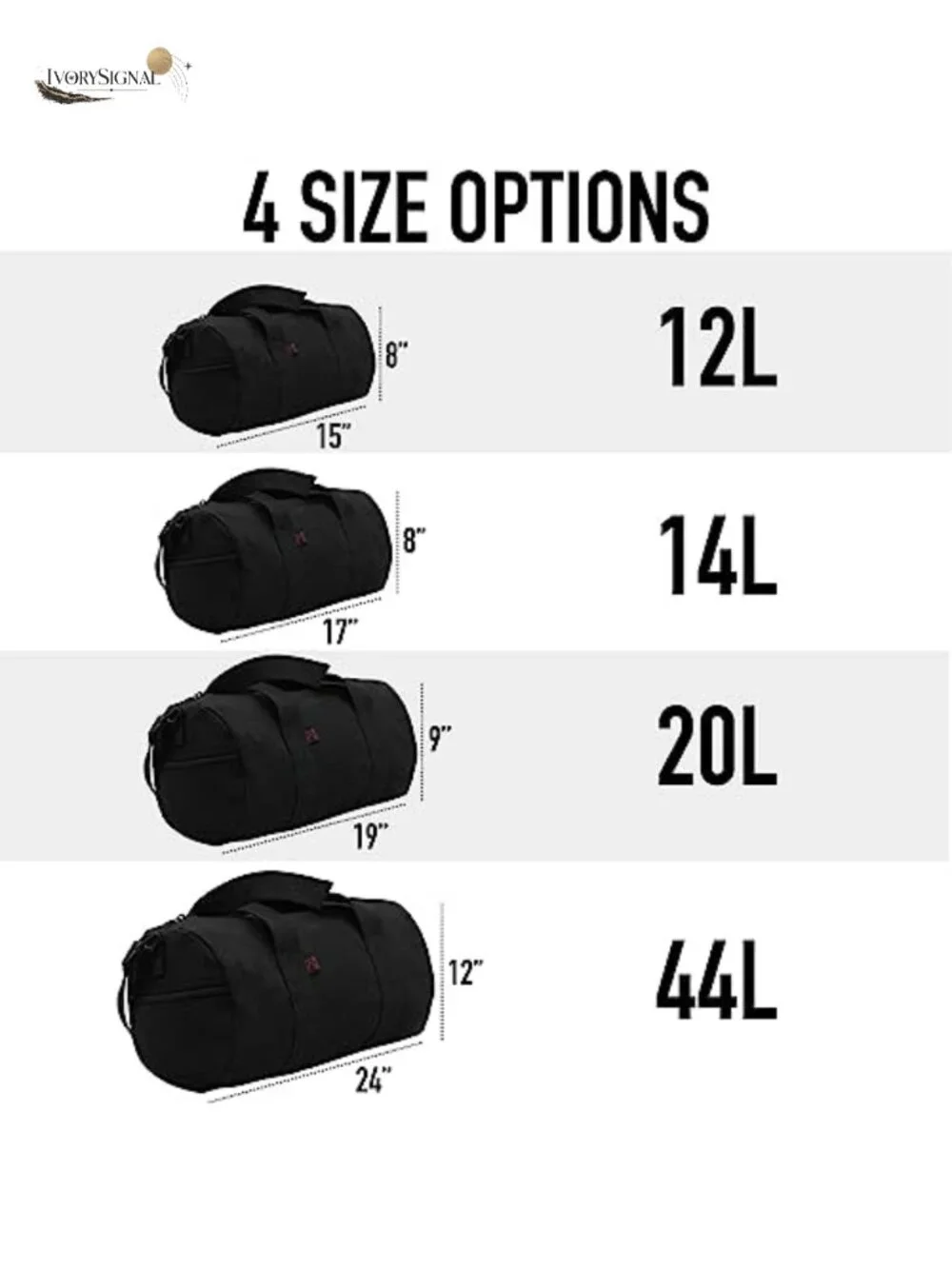 Heavyweight Canvas Travel Duffle Bag with Adjustable Strap & Web Handles
